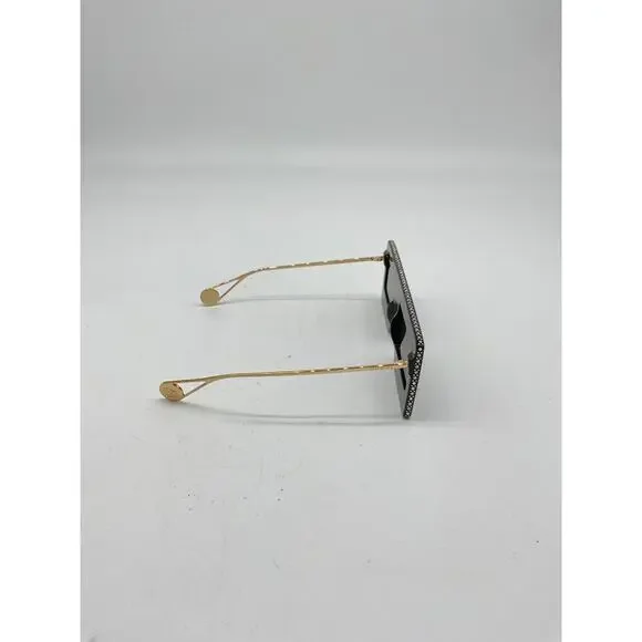 Gucci 60mm Black Acetate & Metal Embellished Rectangular Sunglasses Size OS - Picture 4 of 5